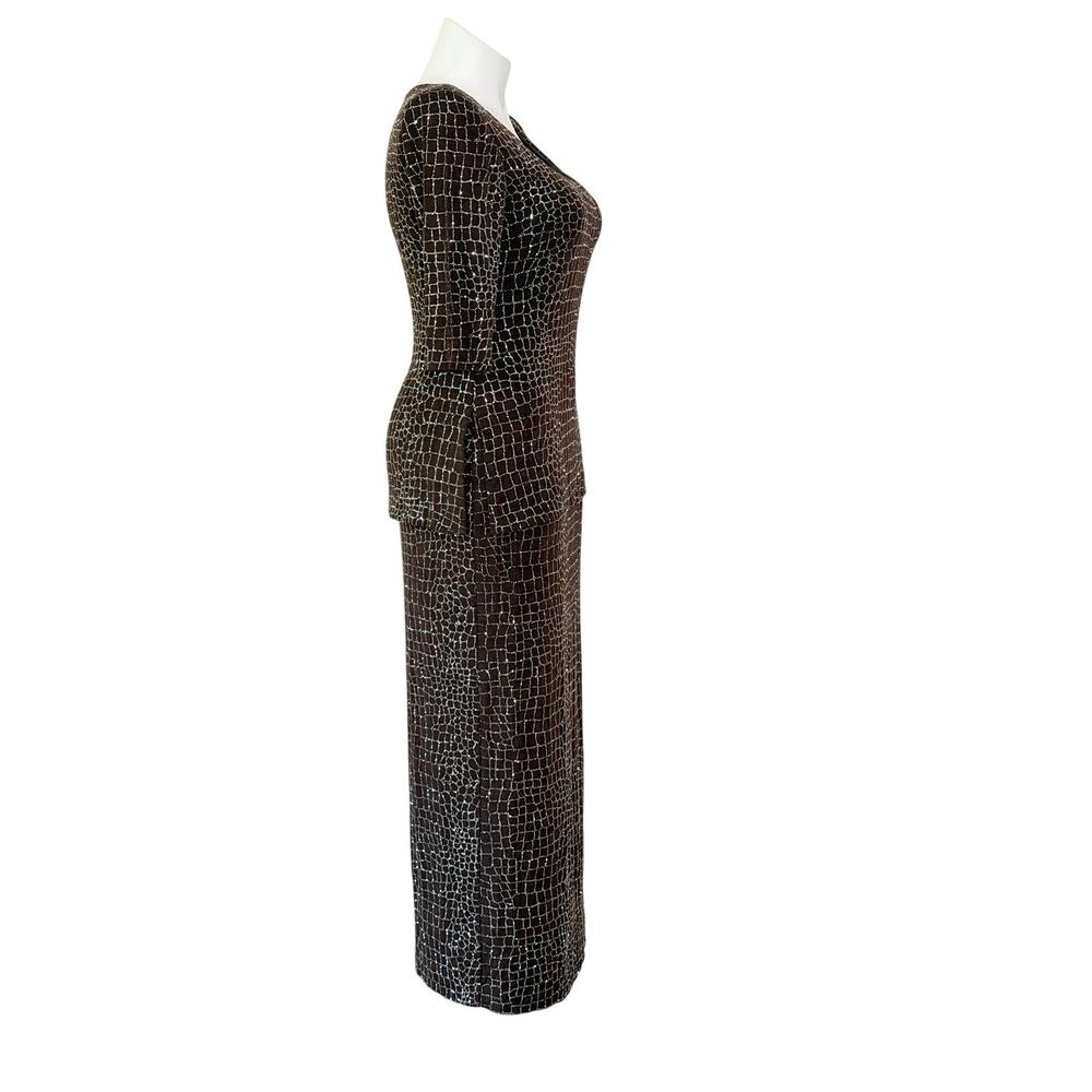 VTG Talk of the Walk casino sparkle long maxi dress reptile textured medium - Picture 3 of 9
